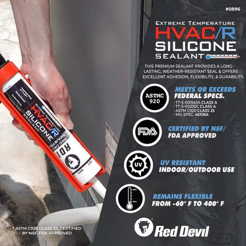 Red Devil RDVL897 Extreme Temperature HVAC/R Silicone Sealant Clear 280 ml USA