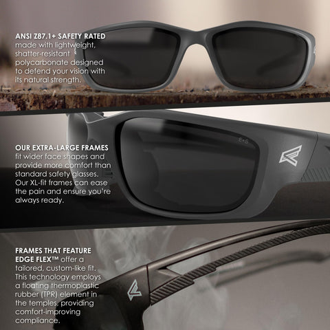 Edge SK-XL116 Wrap-Around Safety Glasses Anti-Scratch Non-Slip UV 400