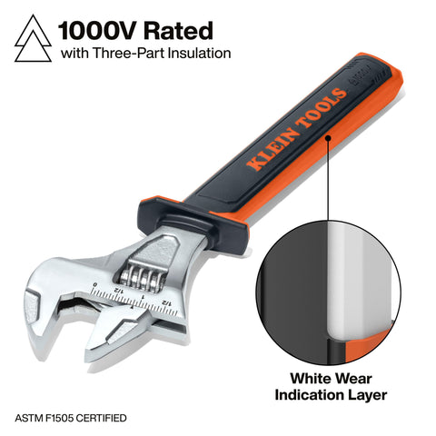 KLEIN TOOLS 47130INS 12-Inch Insulated Adjustable Wrench