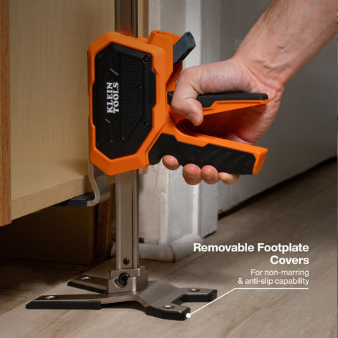 Klein Tools 77000 Heavy-Duty Construction Jack, 350-Pound Capacity, 10-Inch Lift Range, Drywall Lift Tool, Hands-Free Lifting, Clamping Capable, Non-Marring Foot Pads