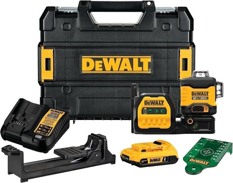 DEWALT DCLE34030G 20V MAX XR 3 X 360 Cross-Line Green Laser Level 2.0 Ah Kit
