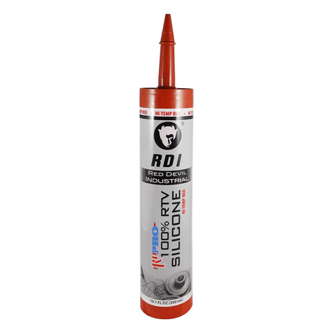 Red Devil 08090I RD PRO 100% Heat Resistant RTV Silicone Sealant, A Water-Proof and Weatherproof Adhesive For High-Heat Use, 10.1 oz. Tube, Red, 1-Pack