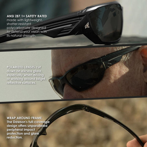 Edge Eyewear TXD416 Dawson Matte Black Frame/Polarized Lens Safety Glasses