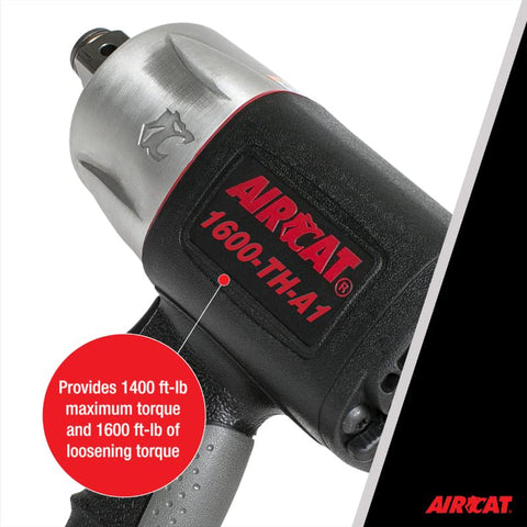 AIRCAT 1600-TH-A1 1" Composite Impact Wrench 1,400 ft-lb Max Torque Pneumatic