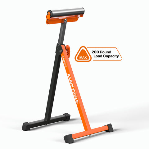 Klein Tools 66013 Roller Stand, 200-Pound Load Capacity, Adjustable Height with Guide Wings, Easy Assembly and Fold Flat Design