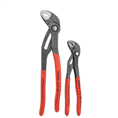 KNIPEX Tools - 2 Piece Cobra Pliers Set (87 01 180 & 87 01 250) (003120V01US), Red