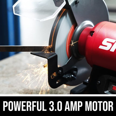 SKIL BI9502-00 3.0 Amp 8 In. Bench Grinder with Built-in Cooling Tray & LED Work