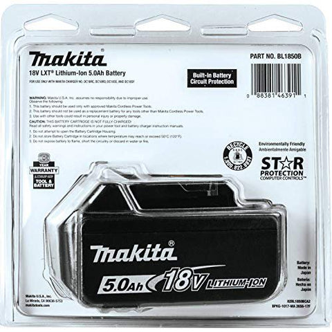 Makita BL1850B 18V LXT Lithium-Ion 5.0Ah Rechargeable Power Tool Battery