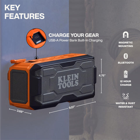 Klein Tools 69365MB MODbox Bluetooth Speaker Magnetic IP67 USB-C Power Bank