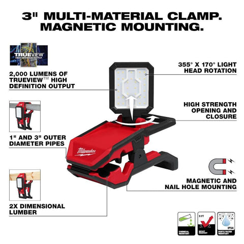 Milwaukee 2358-20 M18 ROVER 18V Cordless LED Clamping Flood Work Light