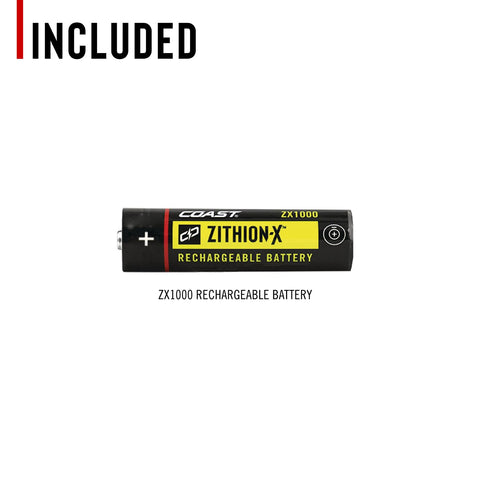 Coast ZX1010 ZITHION-X Rechargeable Li-Ion Battery USB Port for LED Flashlights
