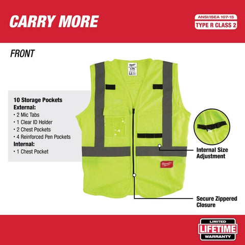 Milwaukee High Vis Safety Vest Yellow 2XL/3XL 48-73-5043