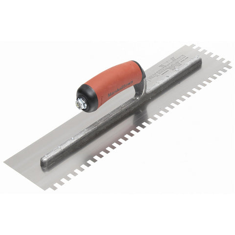 MARSHALLTOWN 709SD 1/4 x 3/8 x 1/4 Two-Sided Square Notched Trowel, USA Made 16x4 Inch Riveted Tiling Trowel