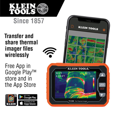 Klein Tools TI290 Rechargeable PRO Thermal Imaging Camera, Over 76,800 Pixels, Wi-Fi Data Transfer, 3 Palettes