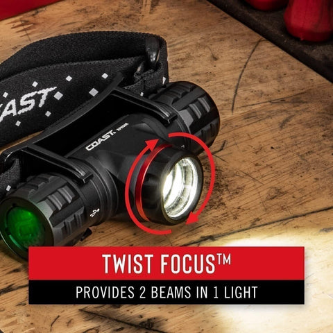 Coast XPH30R 1000 Lumen USB-C Rechargeable Dual Power Headlamp with Twist...