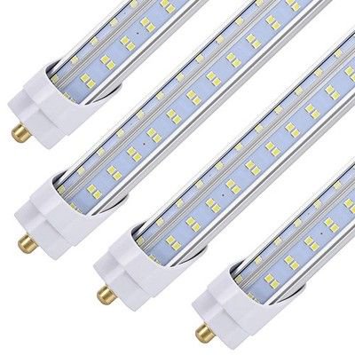 10-Pack 8 Foot LED Bulbs120W 19000lm 6000K Cold White Super Bright T8 T10 T12  LED Tube Lights V Shaped 8FT LED Tube Light 270 Angle FA8 Single Pin LED Lights, Clear Cover