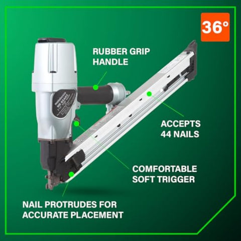 Metabo HPT NR65AK2SM 36° 2-1/2" Strap-Tite Metal Connector Strip Nailer New
