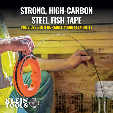 Klein Tools 56331 50-Foot x 1/8-Inch Electrical Fish Tape, Steel