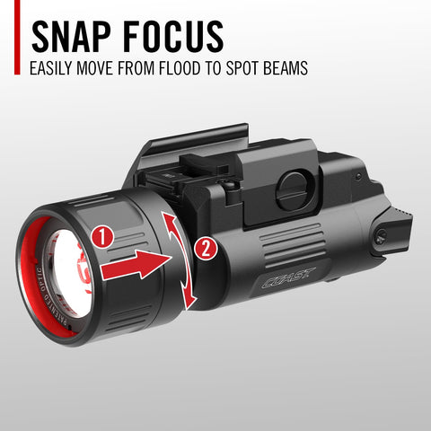 Coast PTX65R Tactical Light 1000 Lumen USB-C Recharge Two Beam Spot Flood IP54