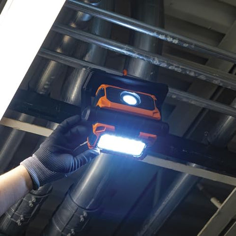 KLEIN TOOLS 56417 Rechargeable LED Work Light, 3000-Lumens, Portable Magnetic Work Light with 6 Modes, 360-Degree Rotation, Compatible with MODbox Rail System