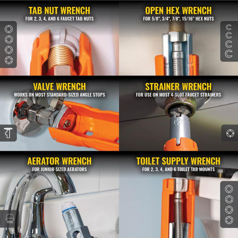 Klein Tools 68098 Faucet Wrench 12-in-1 Plumbing Multi Tool Sink Toilet