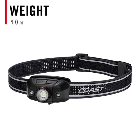 Coast FLX40R LED Headlamp 800 Lumen Built-in Recharge Twist Focus Ultra Strap
