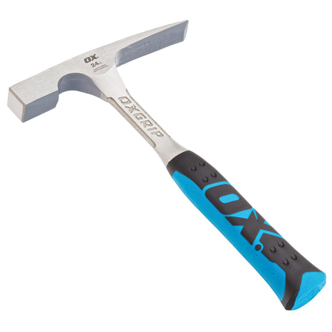 OX Tools OX-P082424 24oz Brick Hammer Forged Steel Head Non-Slip Grip Handle
