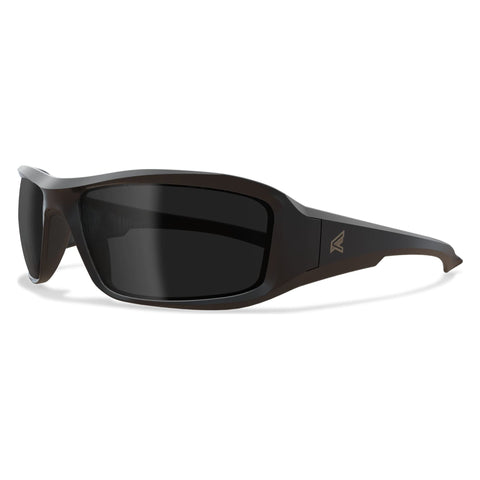 EDGE Brazeau Safety Glasses, Polarized Lenses, Non-Slip, Impact/Scratch Resistant, 99.9% UV Protect, ANSI Z87 Rated (Black Frame, Smoke Vapor Shield)
