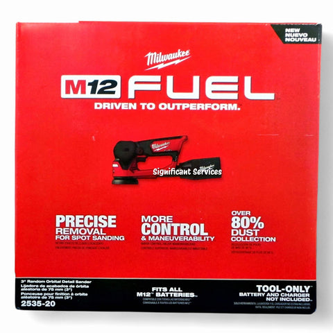 New Milwaukee M12 12V Fuel 3" Cordless Brushless Random Orbital Detail Sander