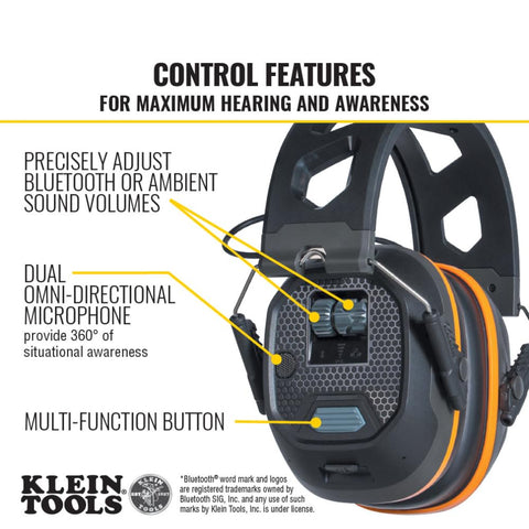Klein Tools AESEM1S Smart Sense Bluetooth Hearing Protection Safety Earmuff