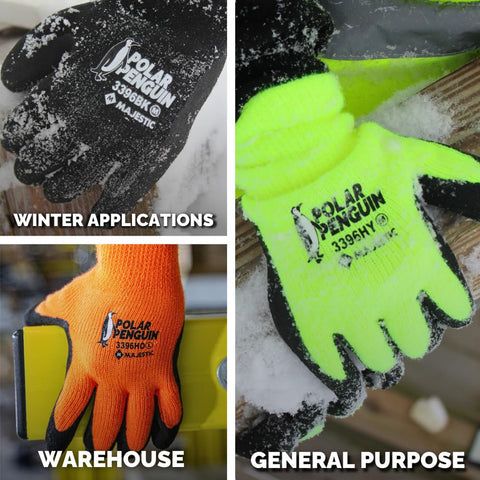 Majestic Polar Penguin 3396HO Medium Winter Hi-Vis Orange Latex Coated Palm 12pk