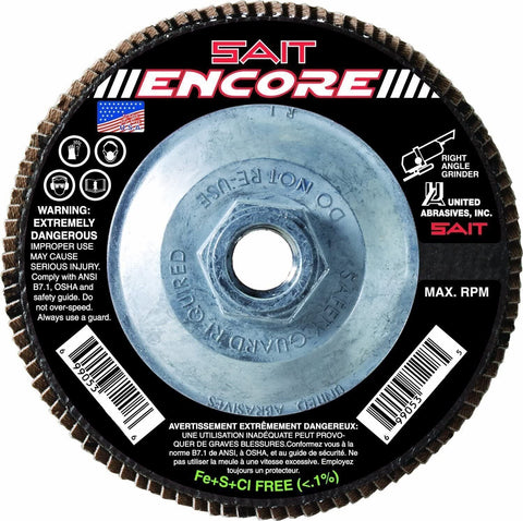 United Abrasives SAIT 71239 Type 27 Encore Flap Disc 5" x 5/8-11" Z 80X 10PK