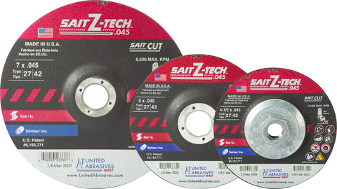 United Abrasives-SAIT 23335 Type 27 5-Inch x .045-Inch x 7/8-Inch Z-Tech High Performance Cutting Wheels, 50-Pack