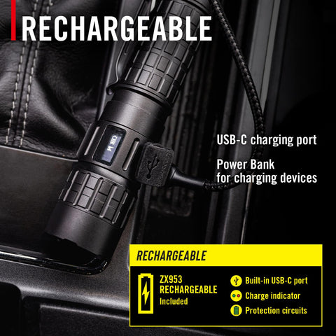 Coast TX300R LED Flashlight 3000 Lumen Rechargeable Long Range POWERiQ Display