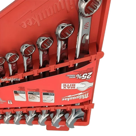 Milwaukee 48-22-9411 SAE Chrome Plated Combination Wrench Set - 11 PC