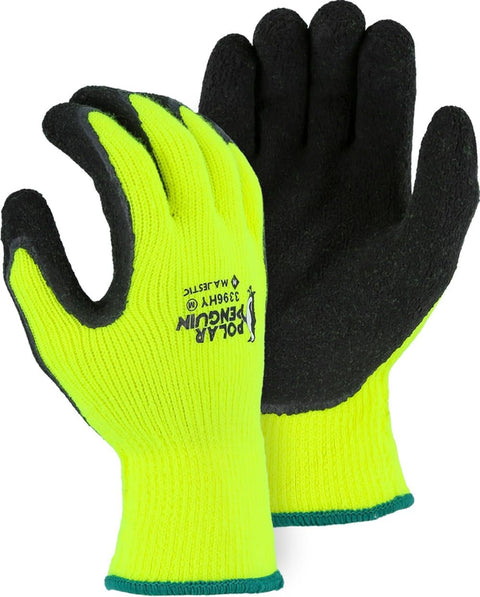 Majestic Polar Penguin 3396HY Winter Hi-Vis Yellow Latex Coated Palm Gloves 12pk