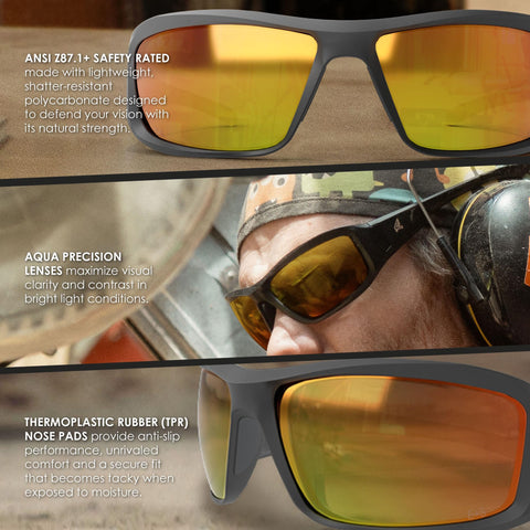 Edge XBAP139 Brazeau Torque Wrap-Around Safety Glasses, Anti-Scratch, Non-Slip,
