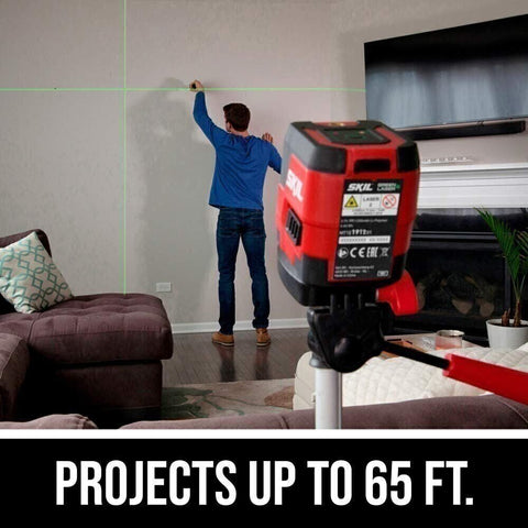 SKIL LL9324G-01 Green Cross Line Laser Level Horizontal Self Leveling Clamp