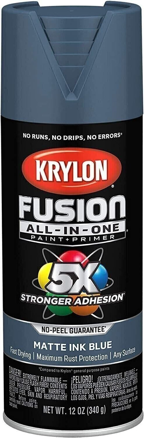 Krylon Fusion All-In-One Adhesive Spray Paint for Indoor/Outdoor Use, 12 oz, Ink Blue