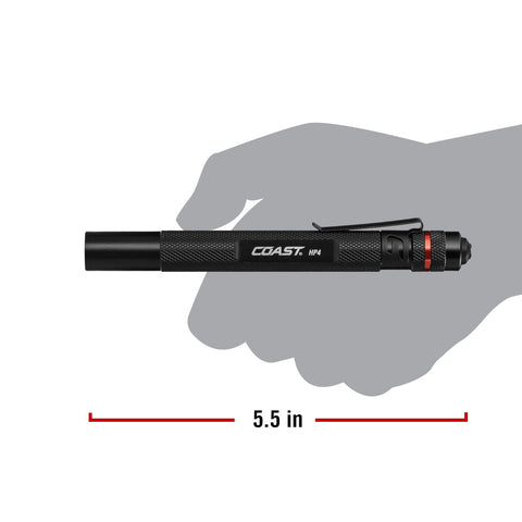 Coast HP4 Black LED Penlight 100 Lumens Bulls-Eye Spot Beam Batteries Included