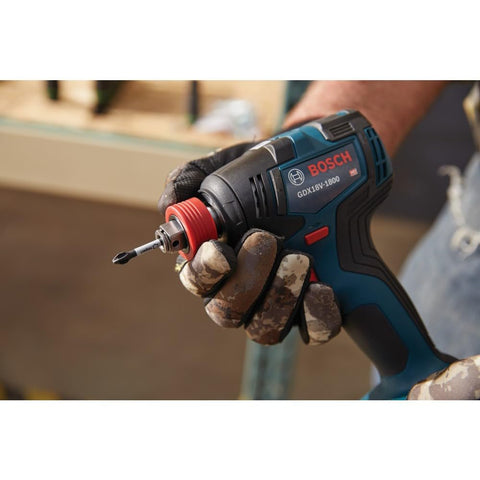 BOSCH GDX18V-1800B12 18V Two-In-One 1/4 In. and 1/2 In. Bit/Socket Impact Driver/Wrench Kit with 2 Ah Standard Power Battery