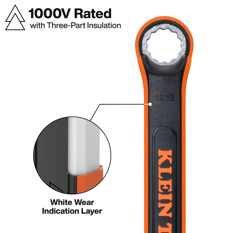 KLEIN TOOLS 47140INS Insulated Box End Wrench Set, 1000V Rated