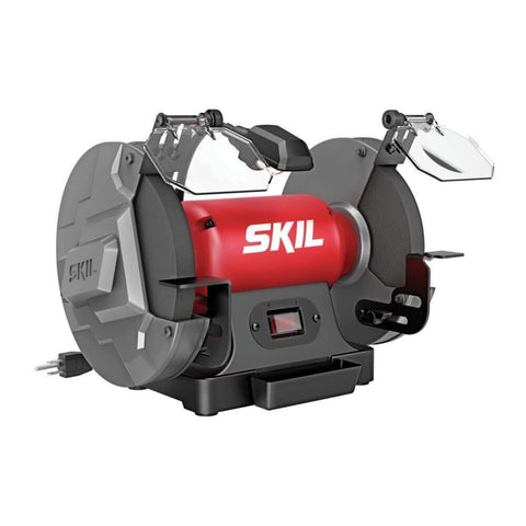 SKIL BI9502-00 3.0 Amp 8 In. Bench Grinder with Built-in Cooling Tray & LED Work