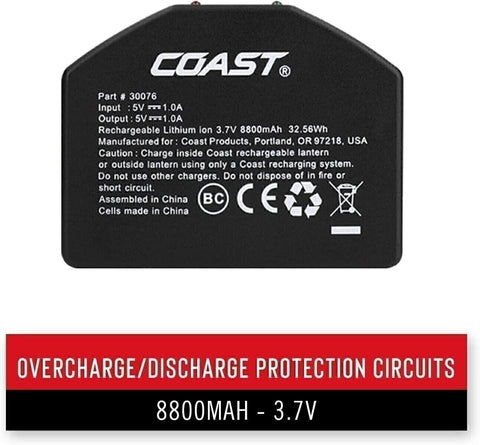 Coast 30076 ZX1010 Zithion-X USBC Rechargeable Li-Ion Battery 8800mAh Power Bank