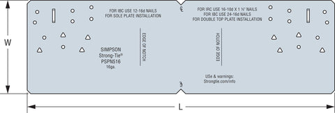 Simpson Strong-Tie PSPN516Z 5 x 16-5/16-Inch Protecting Shield Plate ZMAX 10pk