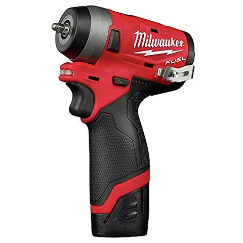 Milwaukee 2552-22 M12 FUEL Brushless Lithium-Ion 1/4 in. Cordless Stubby Impact Wrench Kit with (1) 2 Ah and (1) 4 Ah Batteries
