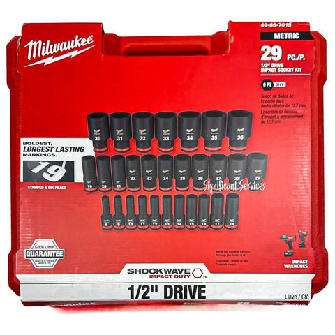 Milwaukee 49-66-7015 SHOCKWAVE Deep Impact Socket Set 1/2 in Drive Metric 29 Pcs