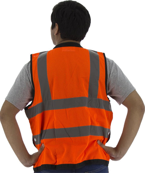 Majestic 75-3208 Fabric High Visibility Heavy Duty Orange Mesh Vest Large