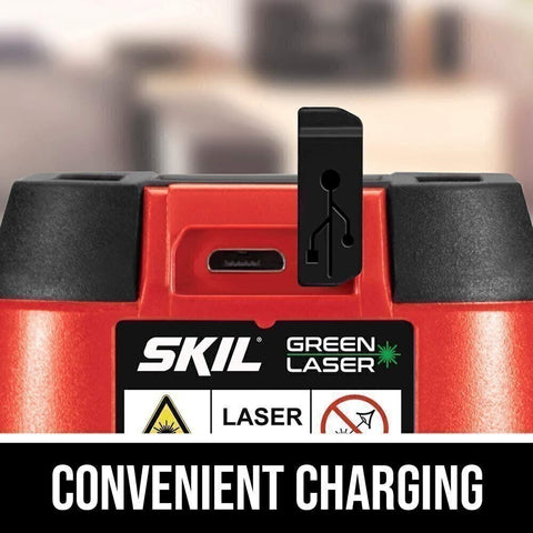 SKIL LL9324G-01 Green Cross Line Laser Level Horizontal Self Leveling Clamp