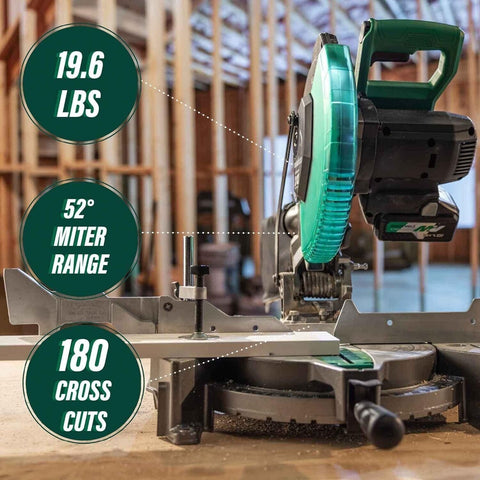 Metabo HPT C1810DFAQ4 18V MultiVolt Li-Ion Cordless 10" Single Bevel Miter Saw